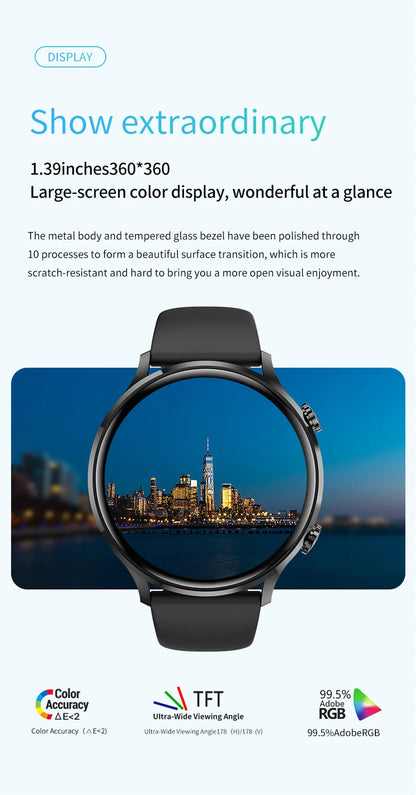 2026 New Smartwatch Women AMOLED HD Screen Always On Display Bluetooth Call IP68 Waterproof GPS Smart Men Watch For Android ios
