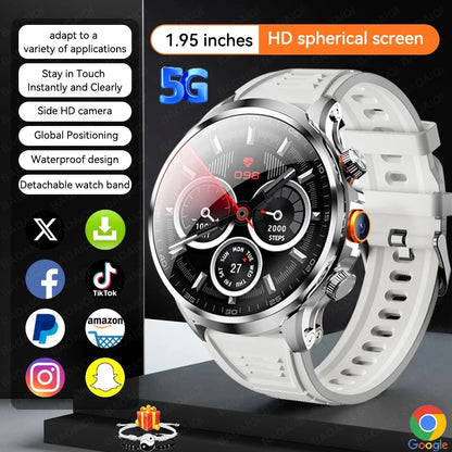 5G/4G Smart Watch 1.95 inch AMOLED 1880mah Battery 16GB+256GB RAM 800W Camera GPS WIFI Google APP Download Heart Rate Smartwatch