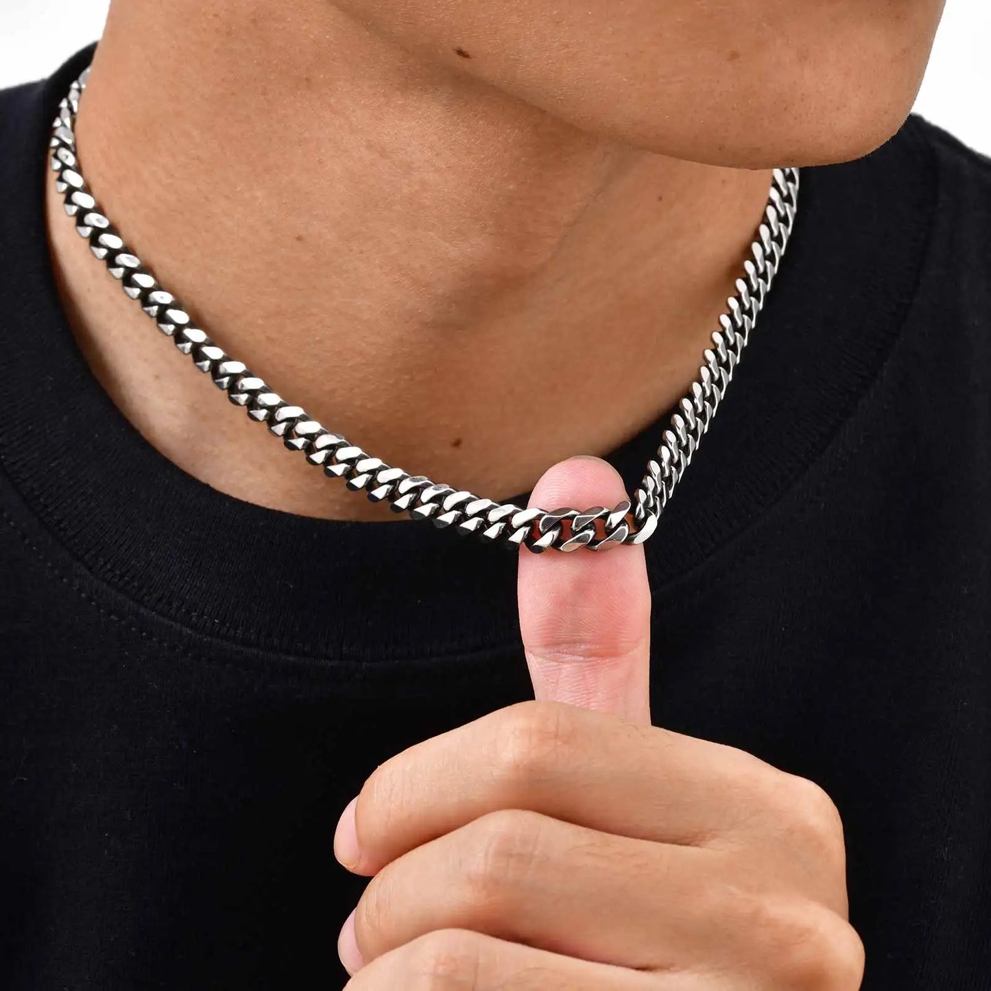 3/5/7mm Stainless Steel Cuban Link Chain Stainless Steel Necklace, Punk Hip-hop Choker for Men, Fashion Jewelry Accessories
