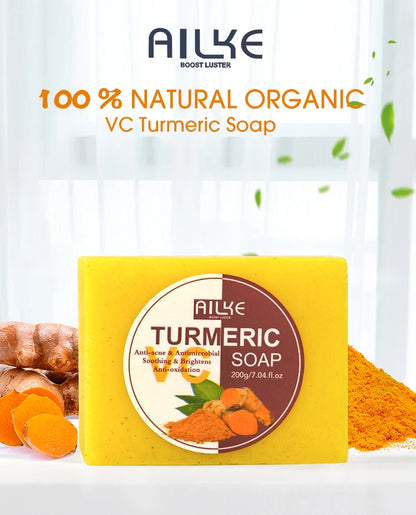 AILKE Organic Turmeric Skin Care Set, Brighten, Cleaning Skin, Remove Acne,Pimples, Whitening, Even Skin Tone, Improve Dry Skin
