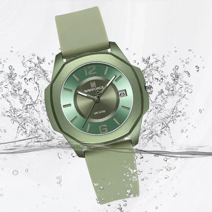 NAVIFORCE NF7107 Watch for Women Silicone Strap Classic Fashion 5ATM Waterproof Ladies Elegant Watch
