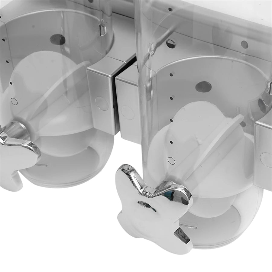 Wall-mounted 2 Barrel Cereal Dispenser, Food Grain Storage Tanks, Cereal Distributor with 2 Cups, Coffee Beans Rice Container