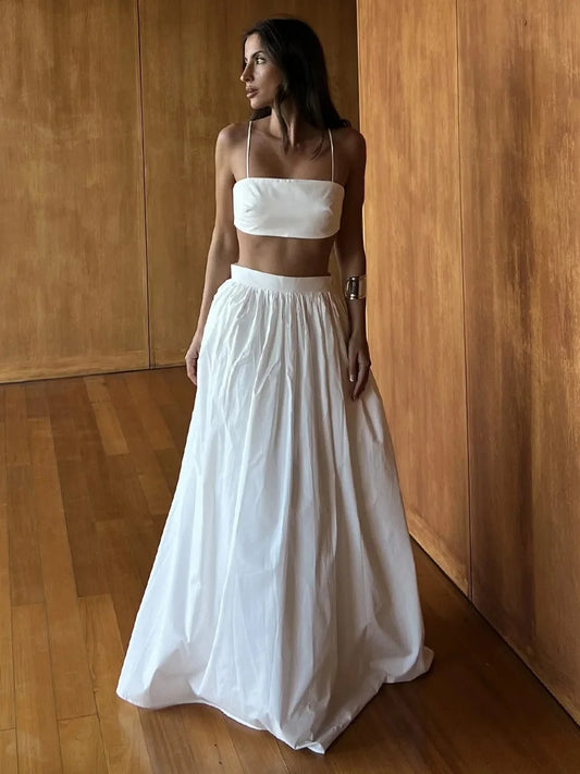 Bornladies 100% Cotton Suspender Underwear Half Long Skirt Set Summer New Beach Style Sexy Stylish Underwear Long Skirt Set