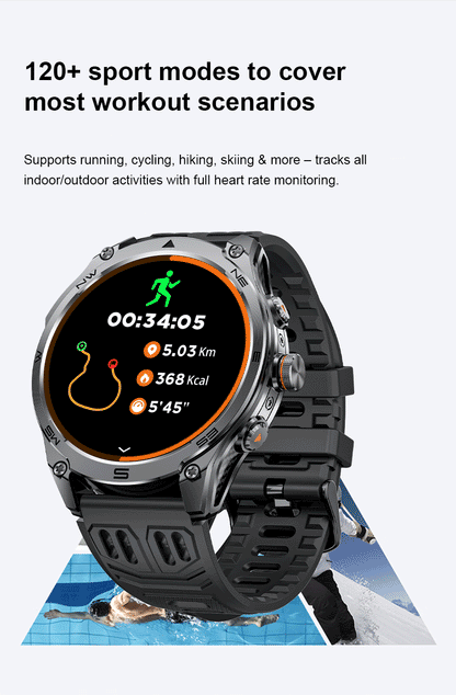 2026 Hot Sales Outdoor Durable GPS Sports Smart Watch Built-in GPS 1000mAh Battery 10ATM Waterproof 1.75" AOD Men Military Watch