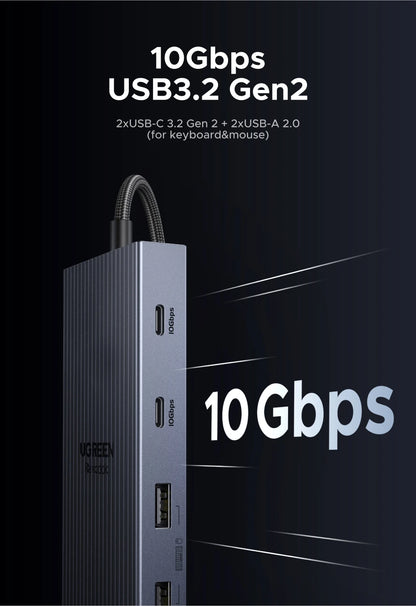 UGREEN 12-in-1 USB HUB Type-C to 2HDMI 4K120Hz DP USB3.2 10Gbps SD/TF RJ45 PD100W for MacBook Dell HP Laptop Accessories Docking