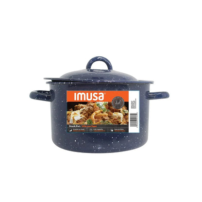Enamel Stock Pot Soup Stews Cooking Durable Steel Oven Safe Double Handles Efficient Heat Distribution
