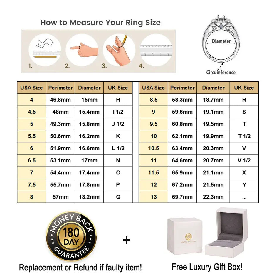 Newshe Luxury Moissanite Wedding Rings for Women Original 925 Sterling Silver Eternity Band Engagement Ring Fine Jewelry