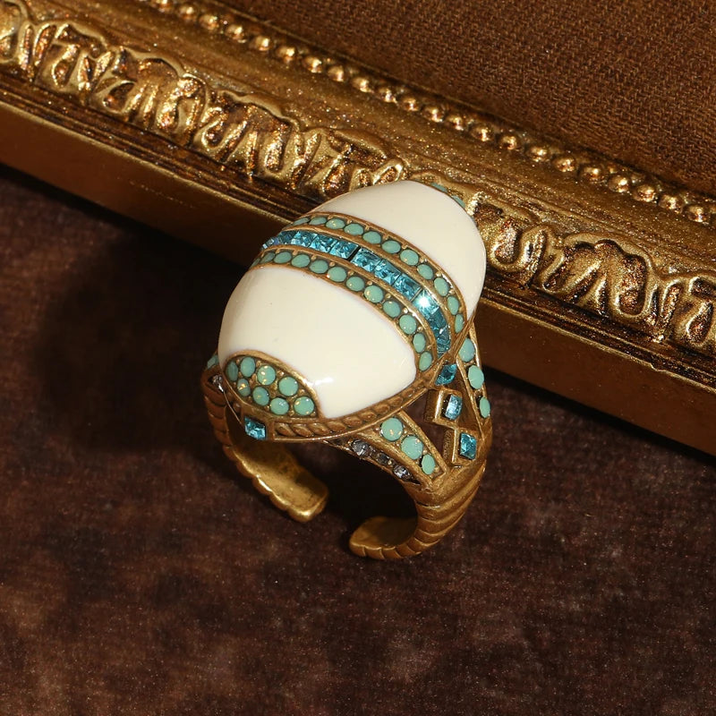 Vintage Oval Sea-Blue Crystal Ring — view 6