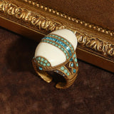 Vintage Oval Sea-Blue Crystal Ring — view 6