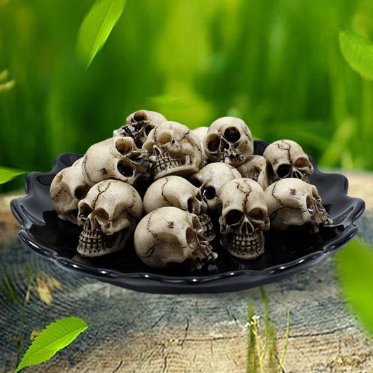 20Pcs Gothic Skull Sculptures Collectable Halloween Skeleton Statues Ornament Festival Theme Landscape Garden Potted Plant Decor