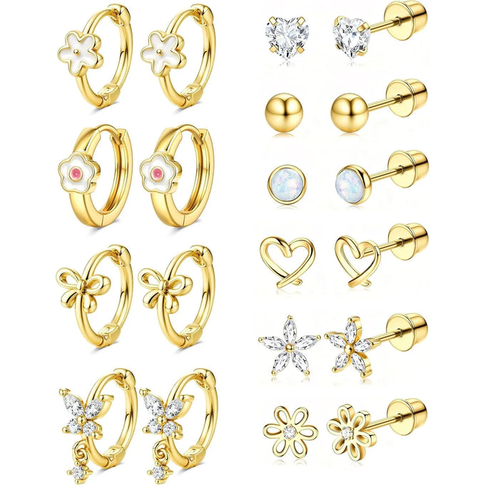 Stud & Hoop Earring Set — 10 Pairs