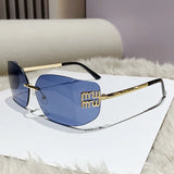 Riveted Rimless Rectangle Sunglasses — view 3