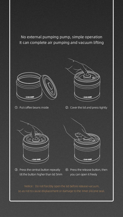 MHW-3BOMBER Manual Vacuum Airtight Canister Chic Coffee Bean Tea Storage Container Professional Home Kitchen Barista Accessories