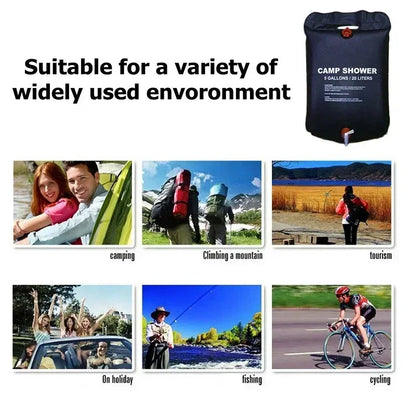 Large Capacity 20L Outdoor Shower Bag Solar Powered Heating for Camping Beach Trip Portable Bath Solution Outdoor Camping