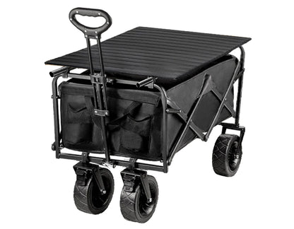 Heavy Duty Outdoor Folding Wagon Cart Large Capacity Collapsible Utility Trolley Portable for Garden Beach Camping