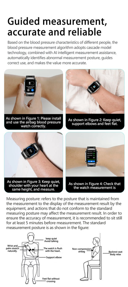 2026 New Upgrade AI Diagnostic  Airbag  Precise Blood Pressure Health SmartWatch Uric Acid ECG Blood lipids Smartwatch Men Women