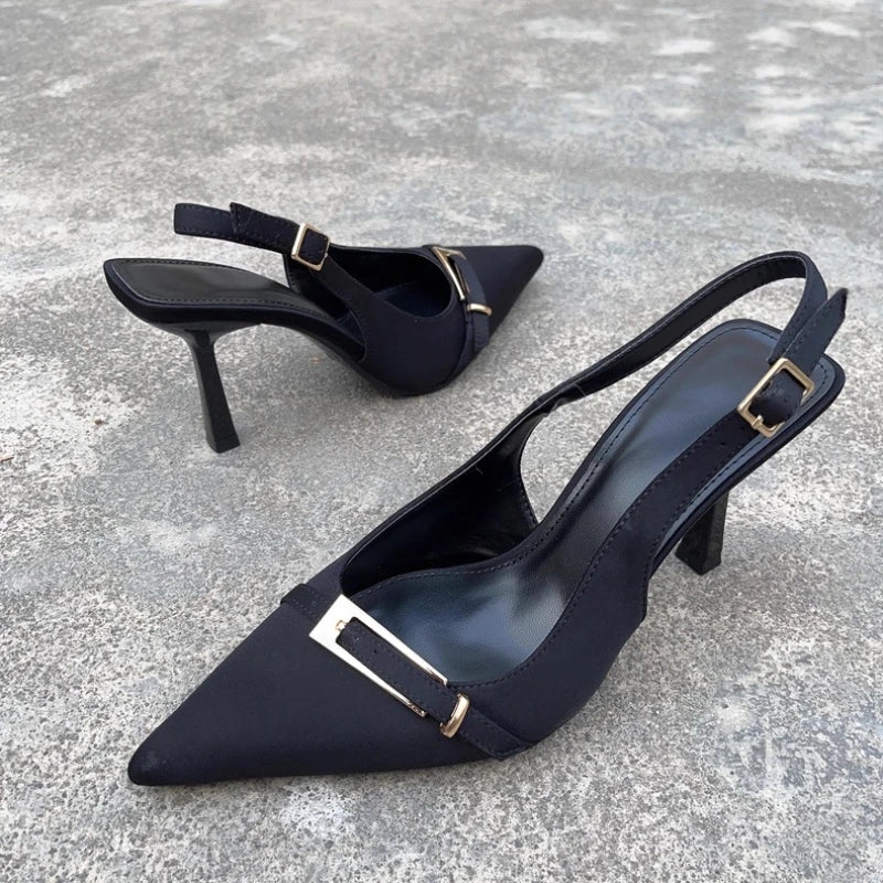 New Summer Fashion Solid Color Casual Women's Sandals Brand Buckle Designer 2026 Everyday Comfortable Office Women's High Heels
