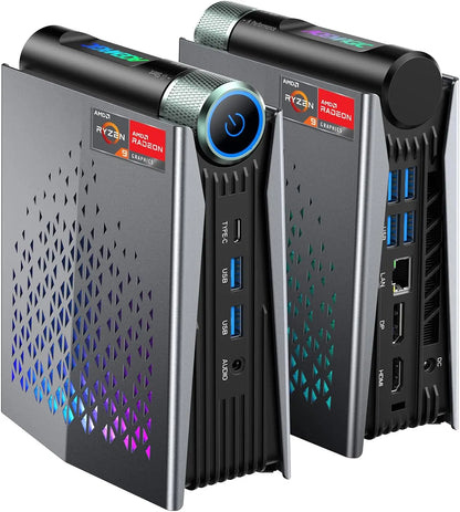 ACEMAGIC MINI PC AMD Ryzen 7 H255 Processor 16GB 512GB SSD Windows 11 Pro MINI Computer WiFi 6E BT5.2 With RGB Light 4K Triple