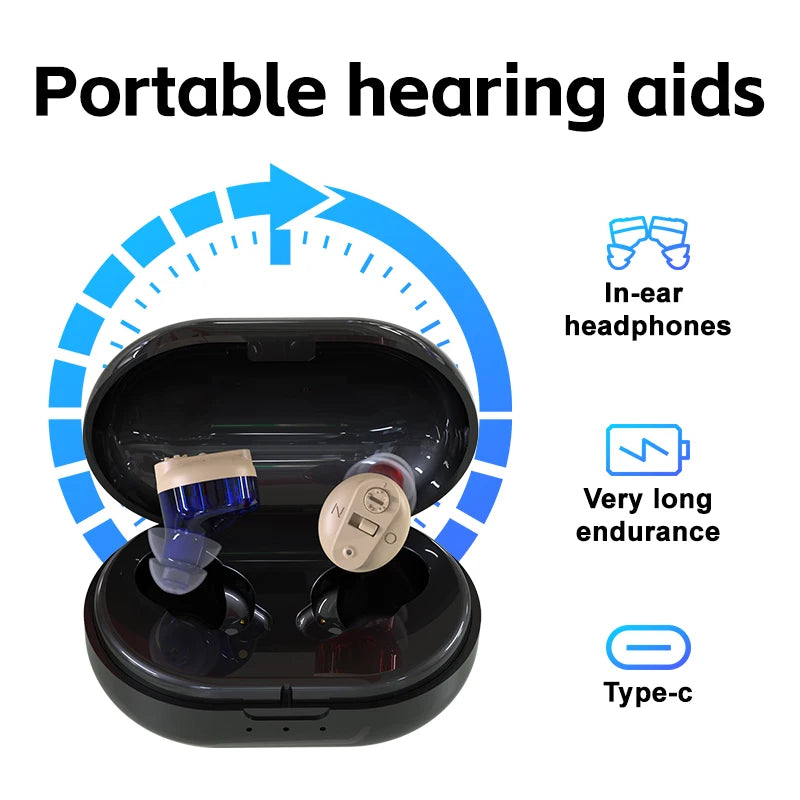 Multi-color Charging Long Life Portable Mini CIC Invisible Magnetic Rechargeable In-Ear Adjustable Hearing Aid For Deaf and Elde