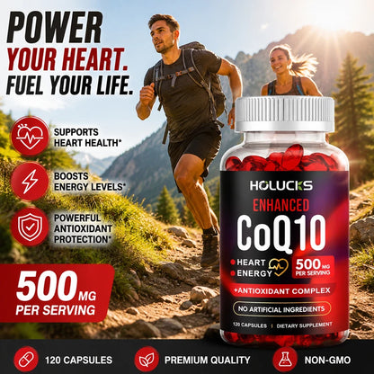CoQ10 Supplement, for Cardiovascular & Heart Health, Anti-Aging, Energy Boost, Promote Vitality, Super Absorption, Non-GMO