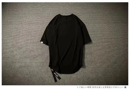 Y2K Summer New Mens Fashion Oversized Style Cargo T Shirt Man Techwear Men Brand Quality 100% Cotton Zip Up Short Sleeve Tshirt