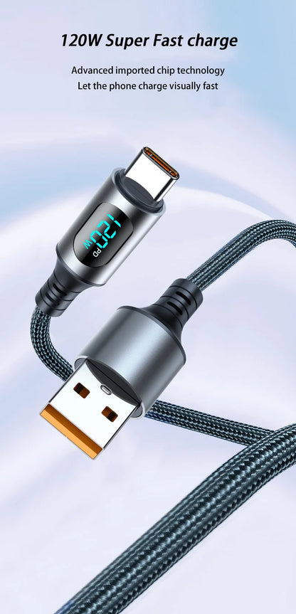 120W Dual USB C Digital Display Cable PD Fast Charging USB Type C to Type-C Cable For iPhone 17 Pro Max Plus Xiaomi Macbook iPad