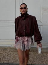 High-Waisted Lace-Panel Shorts
