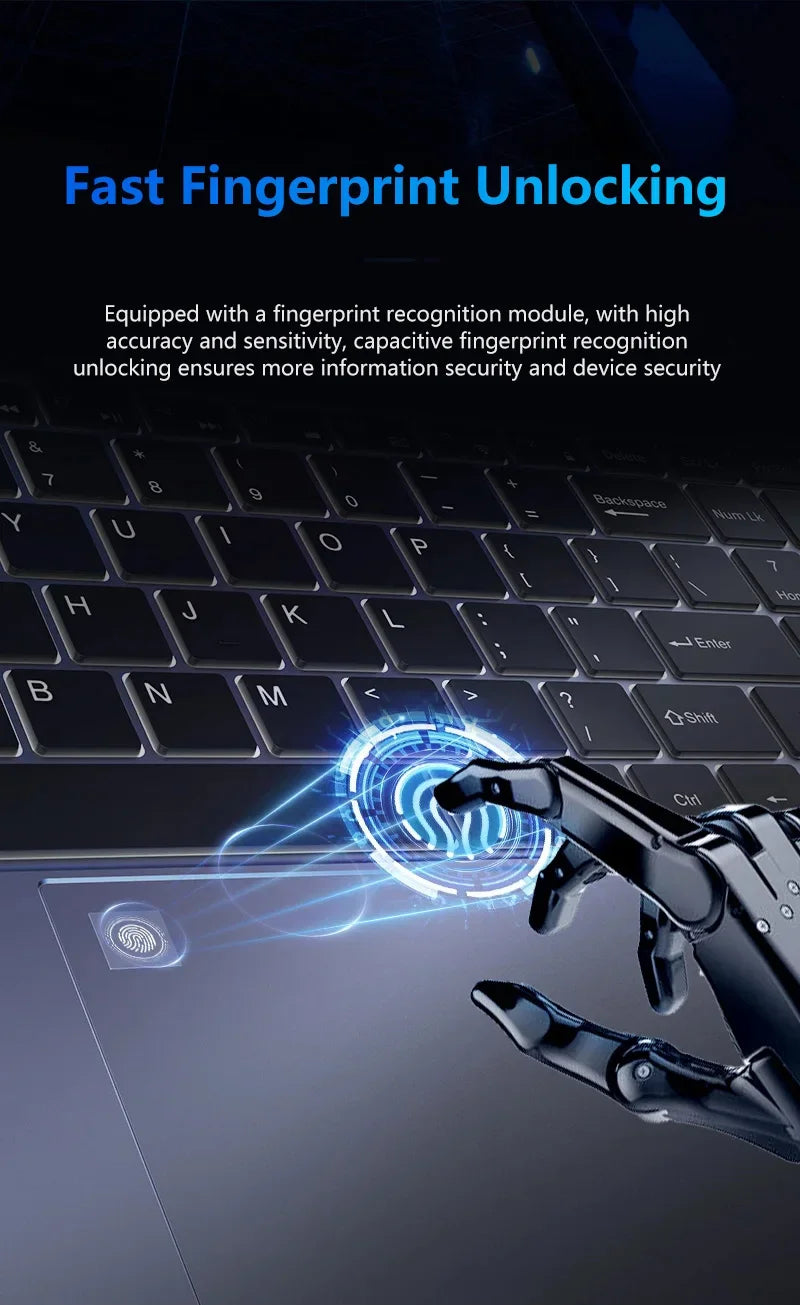 15.6 Inch Laptop Intel Core i9 10980HK Windows 11 Pro 32GB DDR4 M.2 2TB SSD Ultrabook Computer Fingerprint Unlock WIFI Fast