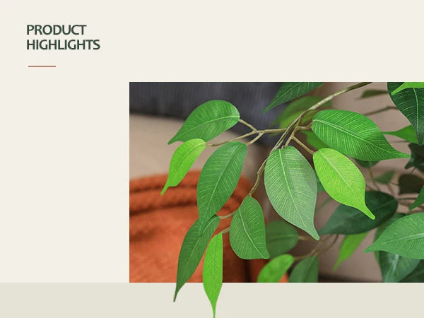 Artificial Ficus Trees with Natural Curved Trunks,  Silk Fake Ficus Tree in Plastic Nursery Pot for Office Home Decor