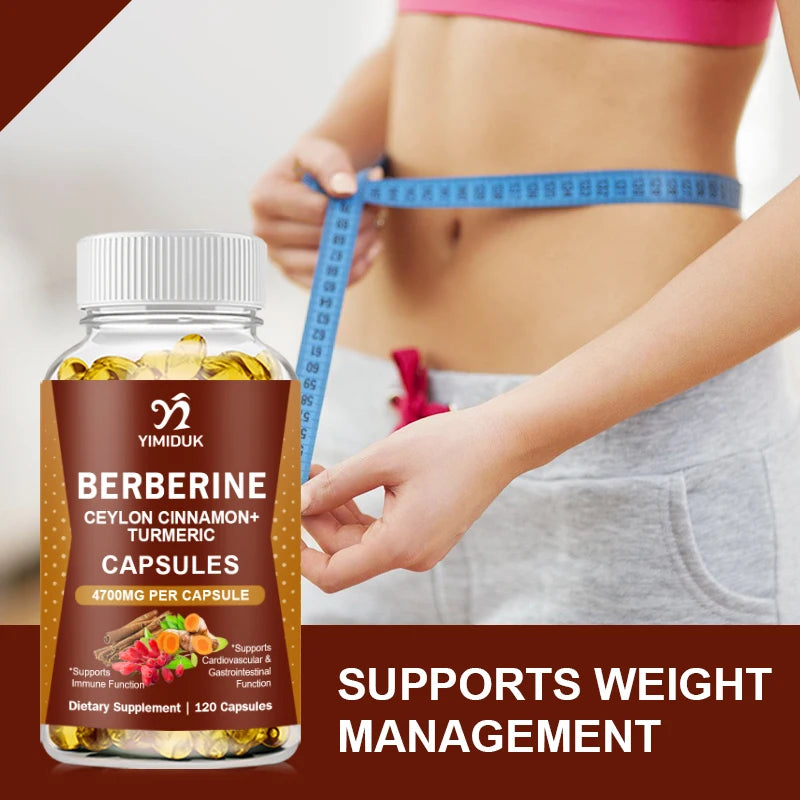 Yimiduk Berberine Capsules, with Ceylon Cinnamon, for Weight Management Aid, Cardiovascular & Gastrointestinal & Brain Function