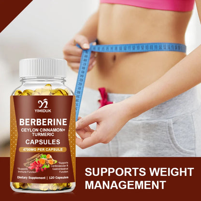 Yimiduk Berberine Capsules, with Ceylon Cinnamon, for Weight Management Aid, Cardiovascular & Gastrointestinal & Brain Function