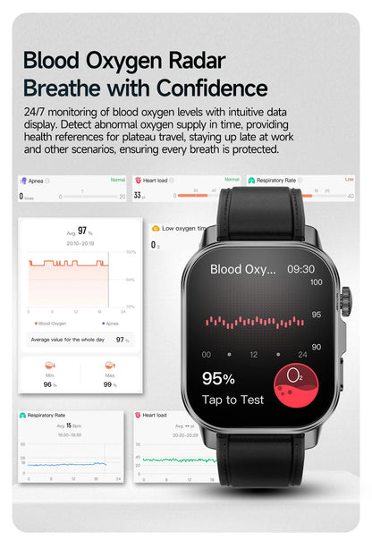 New Professional Health Watch Blood Pressure 2.01"AMOLED Screen Uric Acid Blood Lipids Flashlight Care Smart Watches for Women