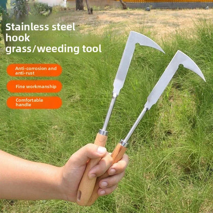 1pc 12.4" L-shaped Thickened Stainless Steel Gap Weeding Tool, Multifunctional Weed Sickle Garden Hand Tool for Yard
