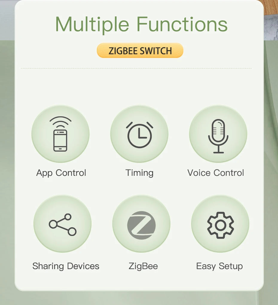 BSEED Zigbee Smart Light Switch 1/2/3Gang Wall Touch Switch Smart Life Google Alexa Tuya App Control No Neutral Wire Required