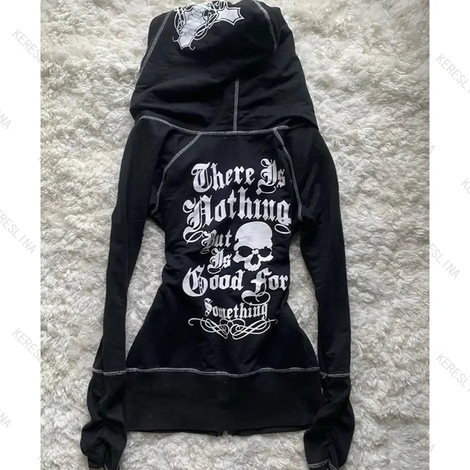 Fitted Gothic Zip-Up Hoodie