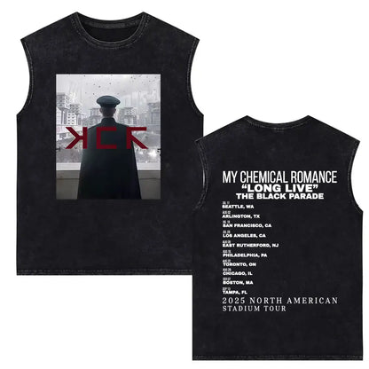 My Chemical Romance Vintage Washed Tank Tops Three Cheers for Sweet Revenge Sleeveless Vest Men Retro Punk Emo Rock Band T-shirt