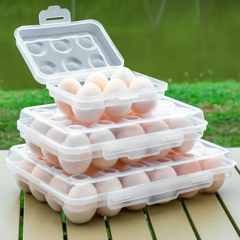 Egg Holder Plastic Egg Storage Box Egg Organizer for Fridge Portable  Tray with Lid for Refrigerator Camping Hiking Outdoor