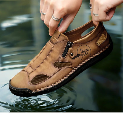 New Summer Breathable Men Sandals Fashion Roman Sandals Handmade Leather Men Casual Shoes Platform Outdoor Men's Beach Sandals