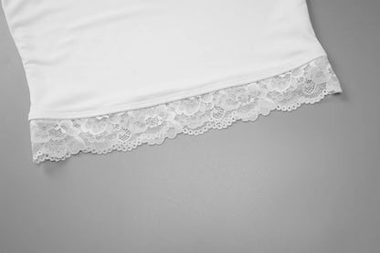 Square Collar Backless Slim Lace Ruffles Patchwork Tank Top Women'S Fashion Sexy Y2K Top Party Vacation Short Summer Clothes