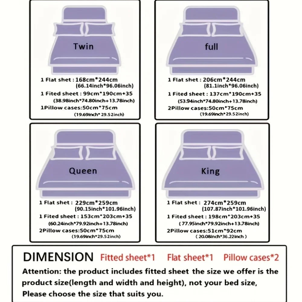3pcs/ 4pcs Bamboo Cooling Bed Sheet Set -14"Deep Pocket, Shrink-Resistant, Fade-Resistant, Skin-Friendly Bedding Set With 1or2 Pillowcases, 1 Flat Sheet, 1 FittedSheet, Cozy Comfort