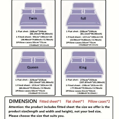 3pcs/ 4pcs Bamboo Cooling Bed Sheet Set -14"Deep Pocket, Shrink-Resistant, Fade-Resistant, Skin-Friendly Bedding Set With 1or2 Pillowcases, 1 Flat Sheet, 1 FittedSheet, Cozy Comfort