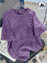 Distressed Double-Heart Graphic T-Shirt