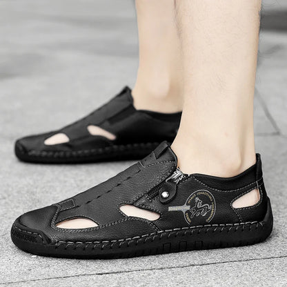 New Summer Breathable Men Sandals Fashion Roman Sandals Handmade Leather Men Casual Shoes Platform Outdoor Men's Beach Sandals