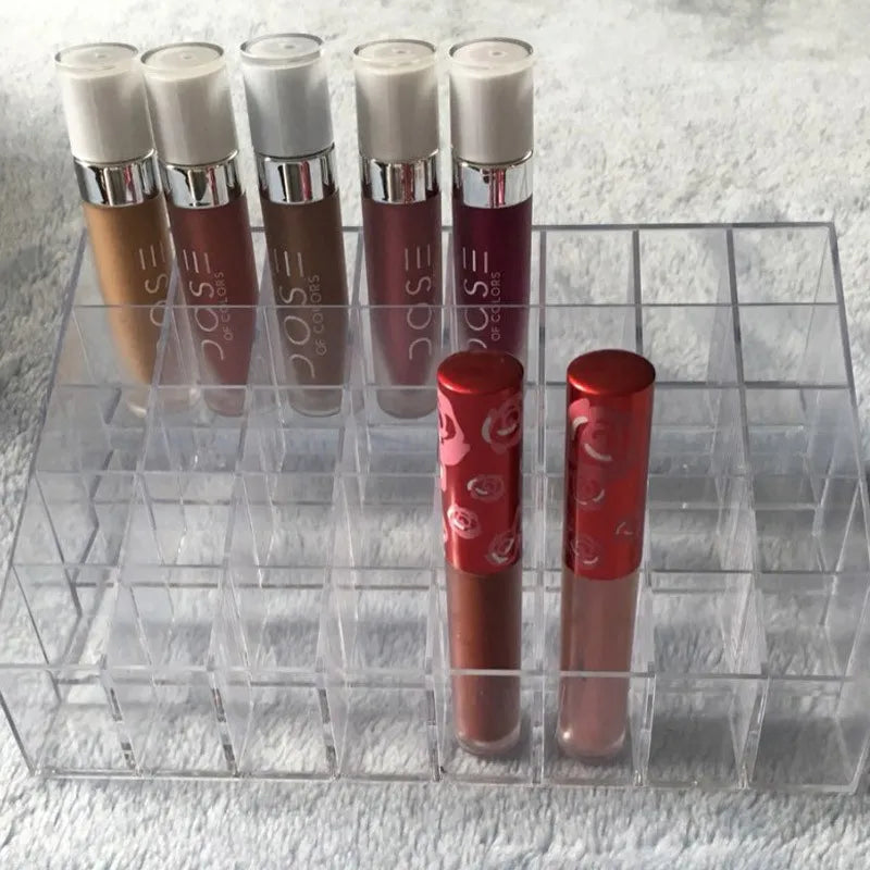Trapezoid Clear Makeup Display 40 Lattices Lipstick Stand Case Cosmetic Organizer Holder Box Hot Sale High Quality