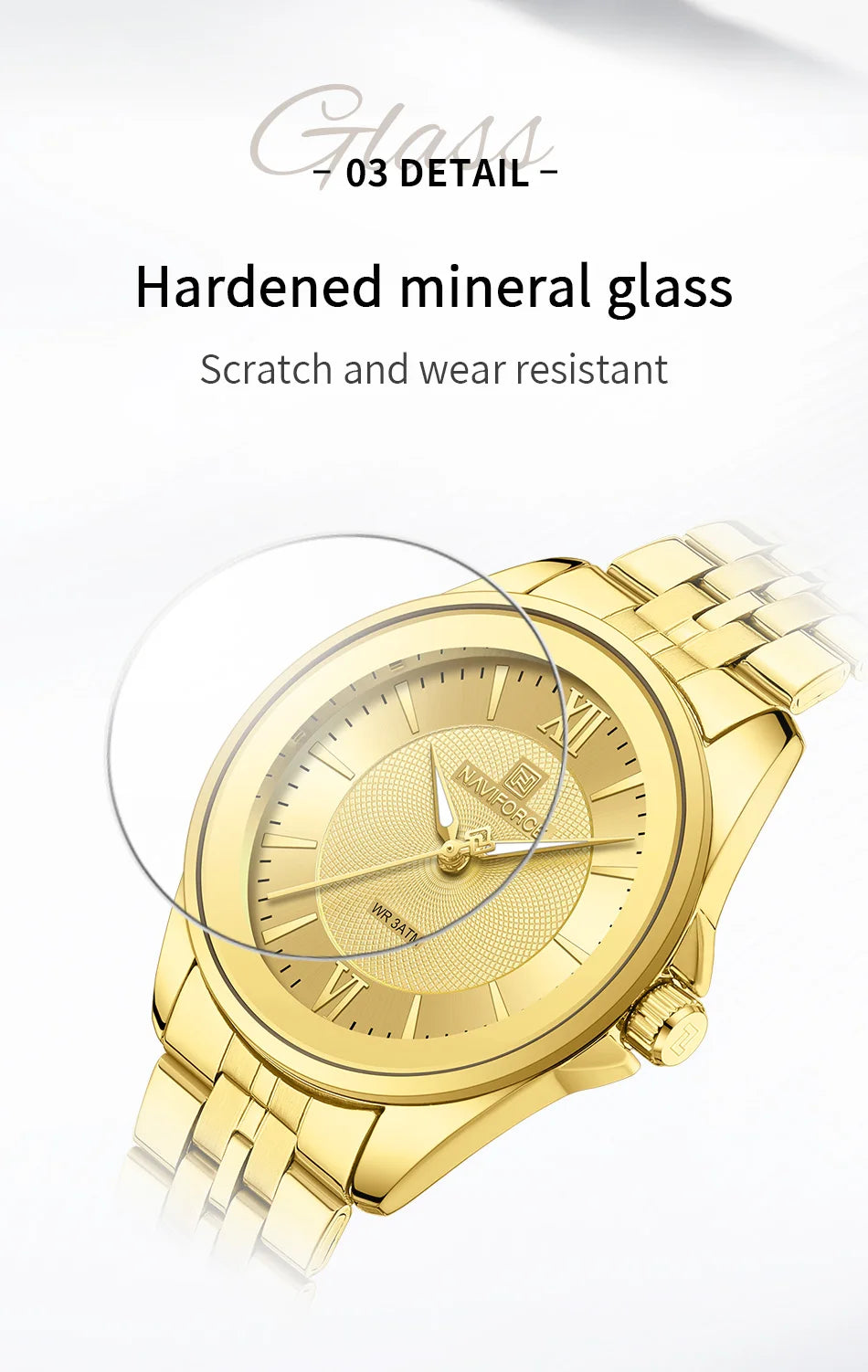 NAVIFORCE Ladies 3ATM Waterproof Quartz Watch Simple Fashion Stainless Steel Watchband Woman Quartz Watch Gifts For Women NF5067