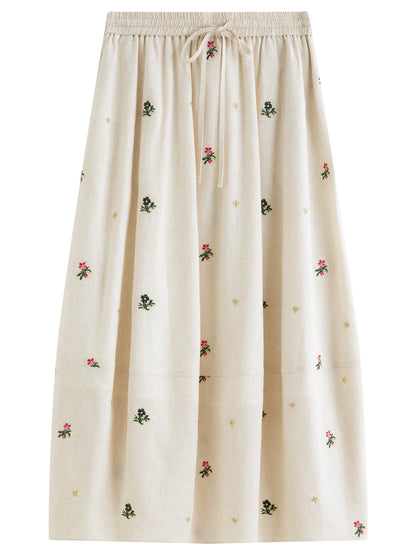 FSLE【Premium Series】Fashionable Embroidered Sleeveless Top and Tulip Skirt Elastic Waist Retro Women 2026 Summer New Arrival Set
