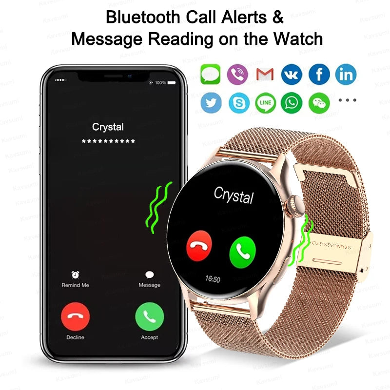 Smartwatch for Women AMOLED Screen Always Display Time NFC IP68 Waterproof Sports Call Women Smart Watch For Women Custom dial