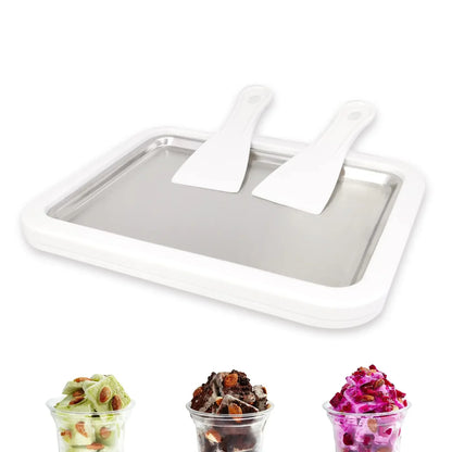 Multifunctional Rolled Ice Cream Maker Cold Sweet Fried Ice Pan DIY Household Frozen Yogurt Maker for Homemade Stir Fry Ice Tray