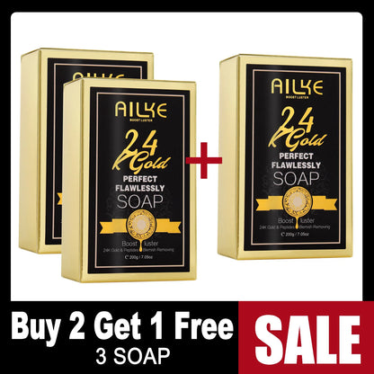 AILKE 24K Whitening Skin Set, Lightening, Remove Black Spots, Melanin, Stains, Even Skin Tone, Moisturizing, for All Skin Types