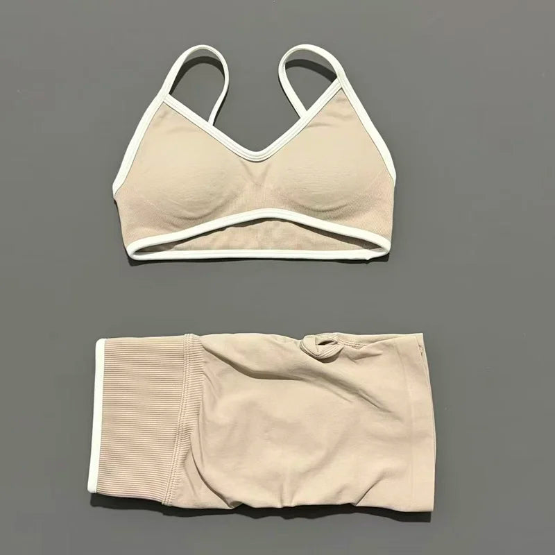 2Pcs HISTELLO Ignite Sculpt Sports Set Naked Feel Tummy Control Cross Bra Scrunch Hip Lifting Yoga Pilates Running Fitness Sets